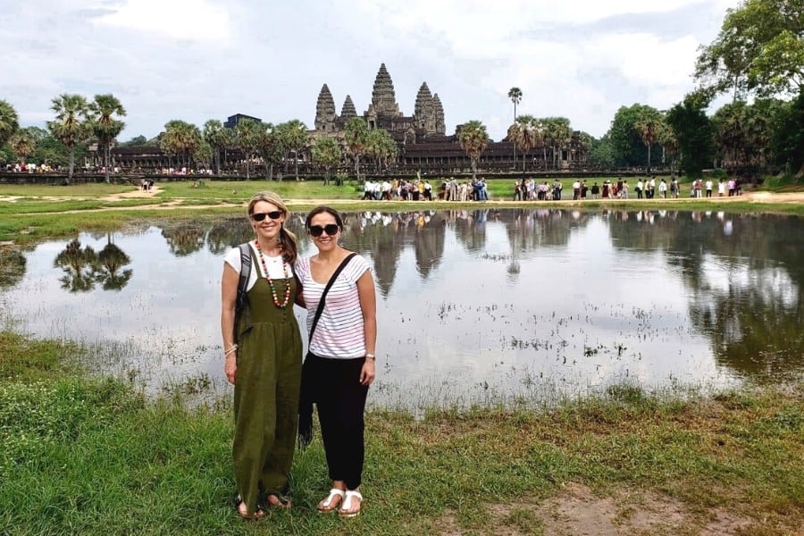 Midlife Globetrotter visits Angkor Wat, Cambodia with her friend Clemencia