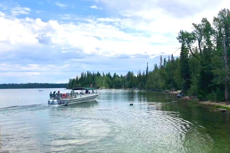 The boat shuttle takes visitors across Jenny Lake at Grand Teton National Park