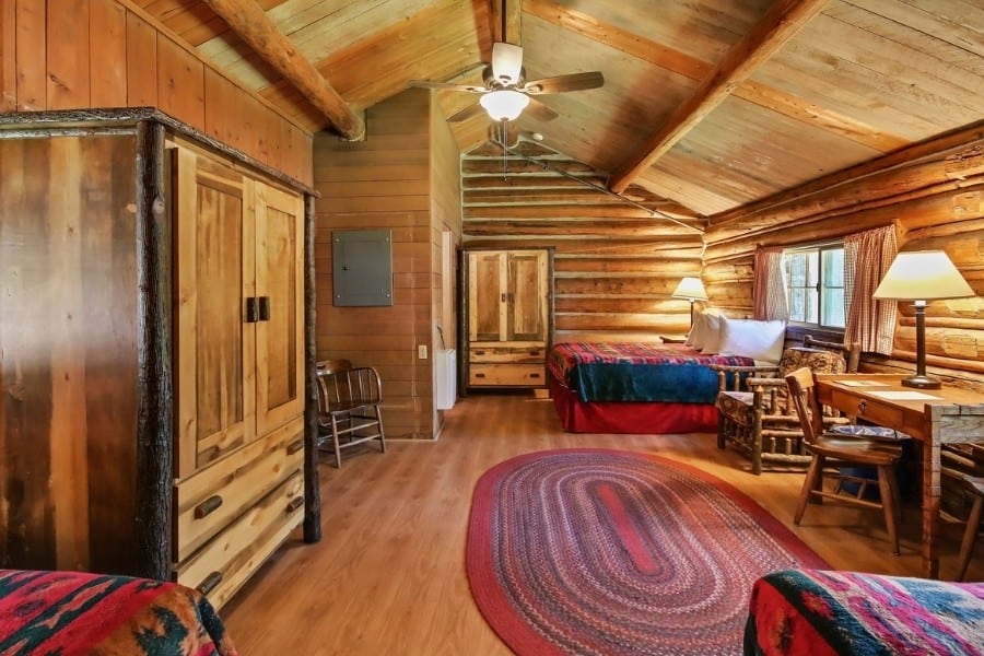A cabin that sleeps six at Colter Bay Village, Grand Teton National Park