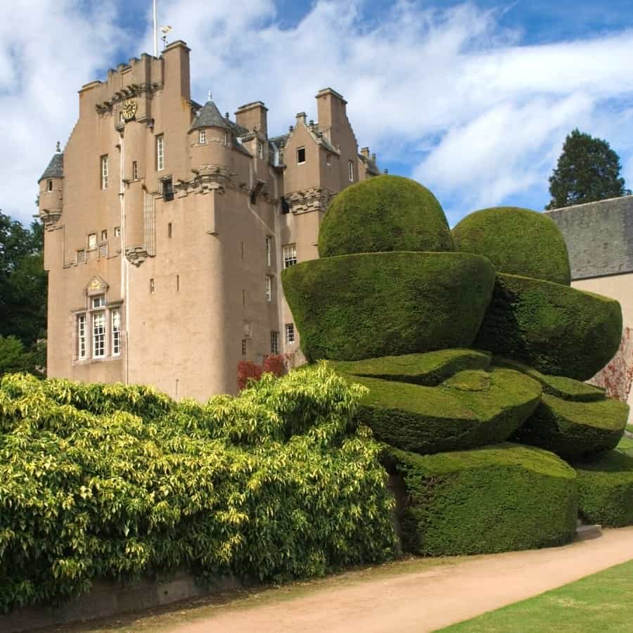 Crathes Castle Scotland with ancient yew hedges