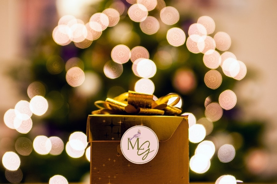 A holiday gift with lights and the Midlife Globetrotter logo