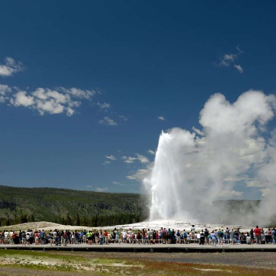 Old faithful erupts at Yellowstone National Park