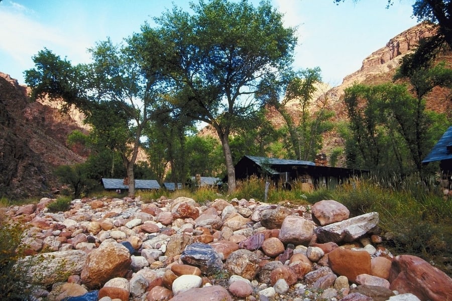 Cabins at the Phantom Ranch in the bottom of the Grand Canyon