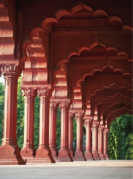 Arched corridor at the Red Fort in Delhi