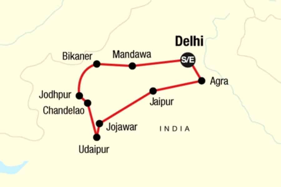 small group tour india g adventures map