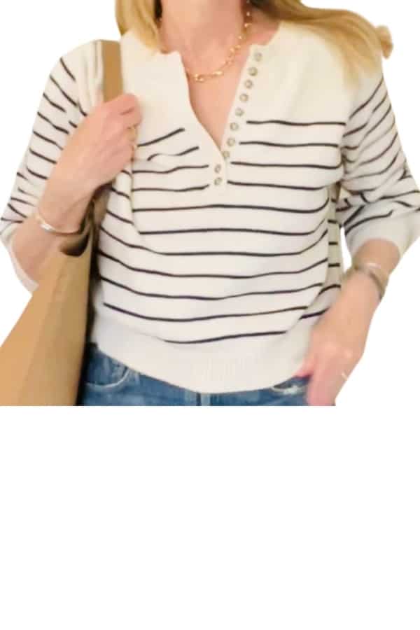 Striped cotton sweater for spring travel