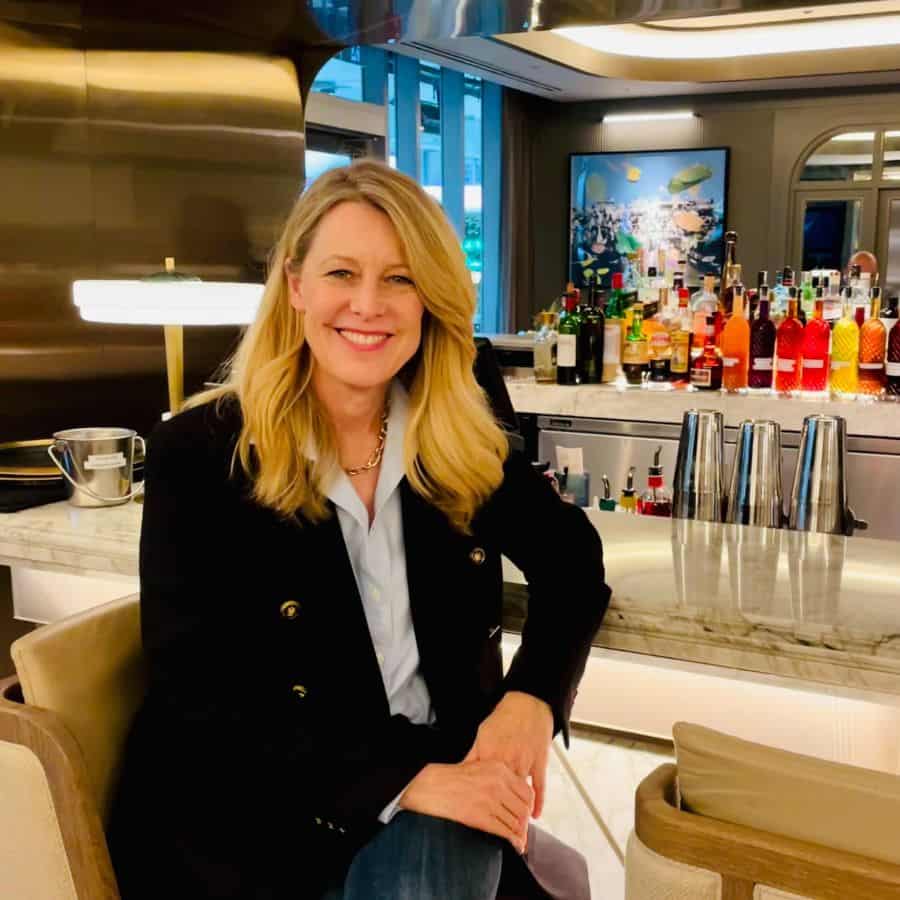 Susan Heinrich sits at the bar at the Ritz Carlton hotel in Toronto