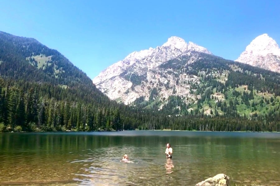 swimming in taggart lake grand teton