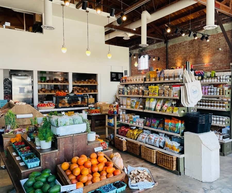 Fresh produce and excellent bread at Gjusta Grocer in Venice Beach California